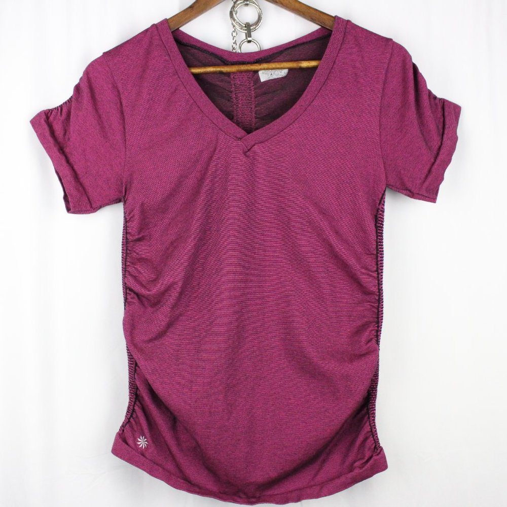 Athleta Ruched V Neck Athletic Top